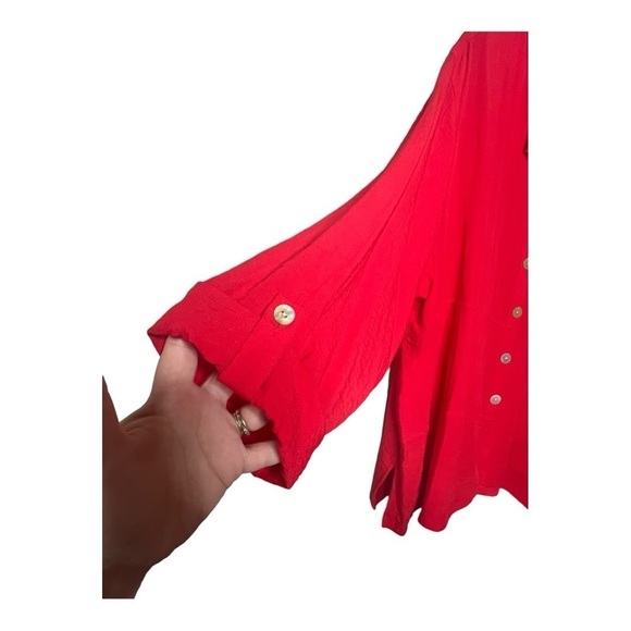 JOHN MARK Red Asymmetrical Stand Up Collar Tunic Shacket Womens Size 3X NEW - Picture 6 of 16